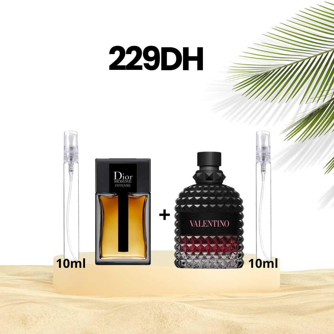 pack 10ml valentino born in roma intense + 10ml dior homme intense